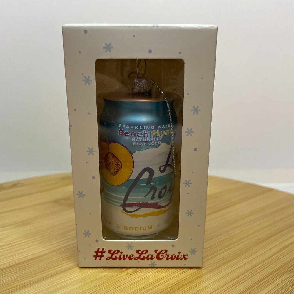 Lacroix Beach Plum Blue White Christmas Ornament Sparkling Water Can Holiday